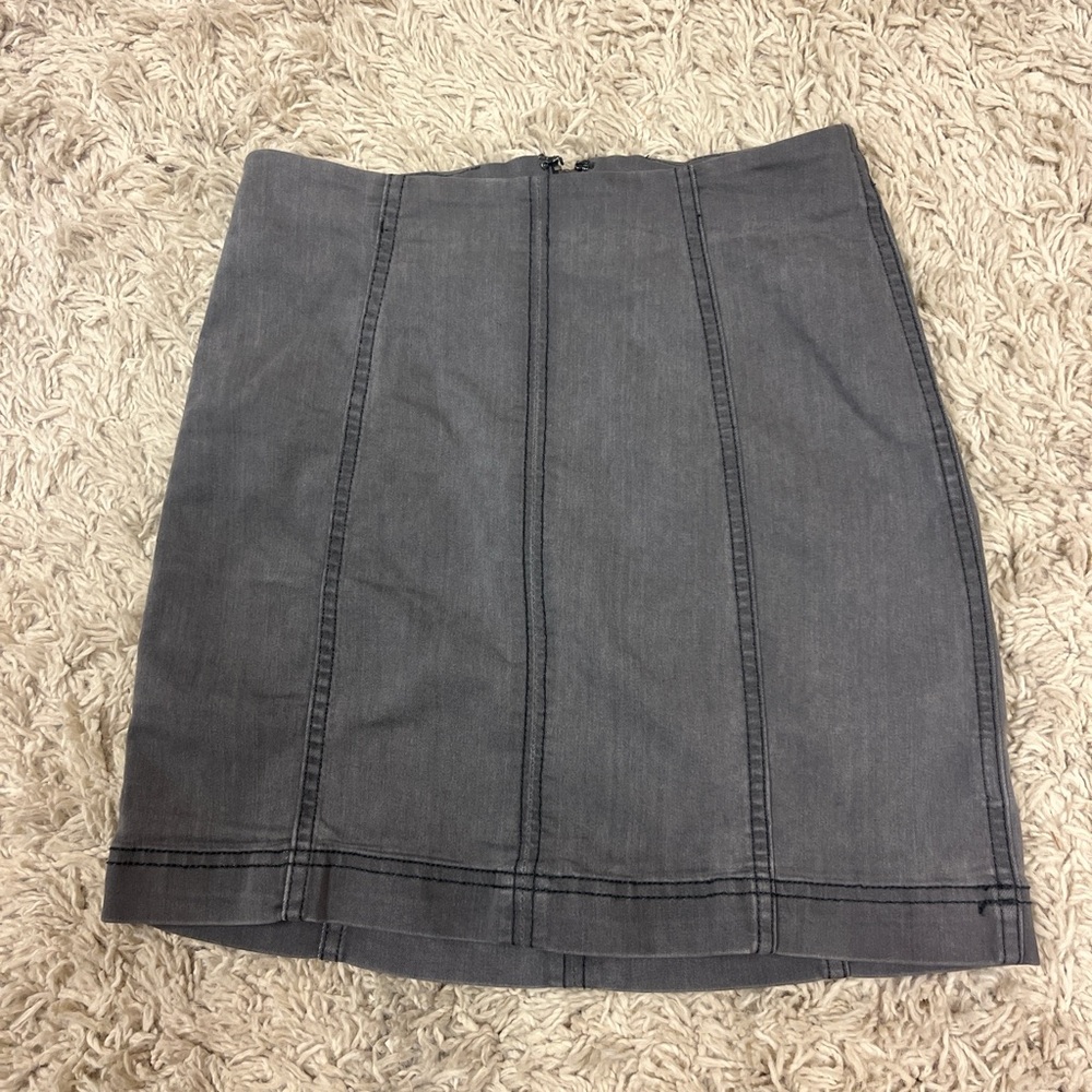 Free People Gray Mini Fitted Pencil Skirt